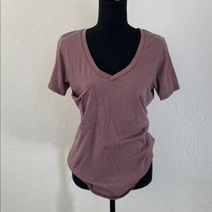 Pink v neck pocket tee